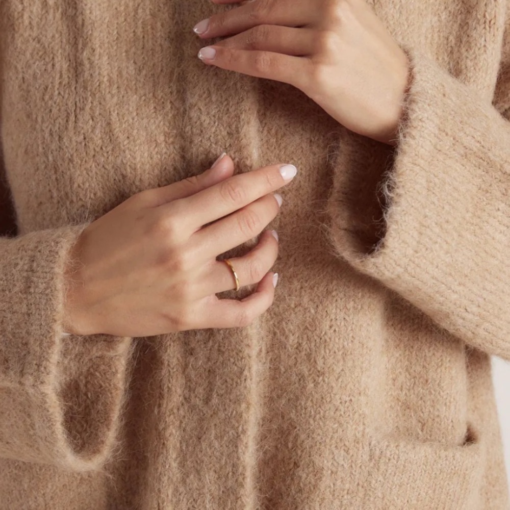 Lounge Apparel Alpaca Blend Cropped Jacket Beige Cardigan Coat - Picture 2 of 10